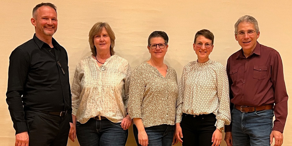 Der Kirchenverwaltungsrat: Damian Aepli, Ruth Seidlitz, Claudia Zimmermann, die neu ­gewählte Sonja Manser-Hug und der zurückgetretene Meinrad Rutzer (von links). 