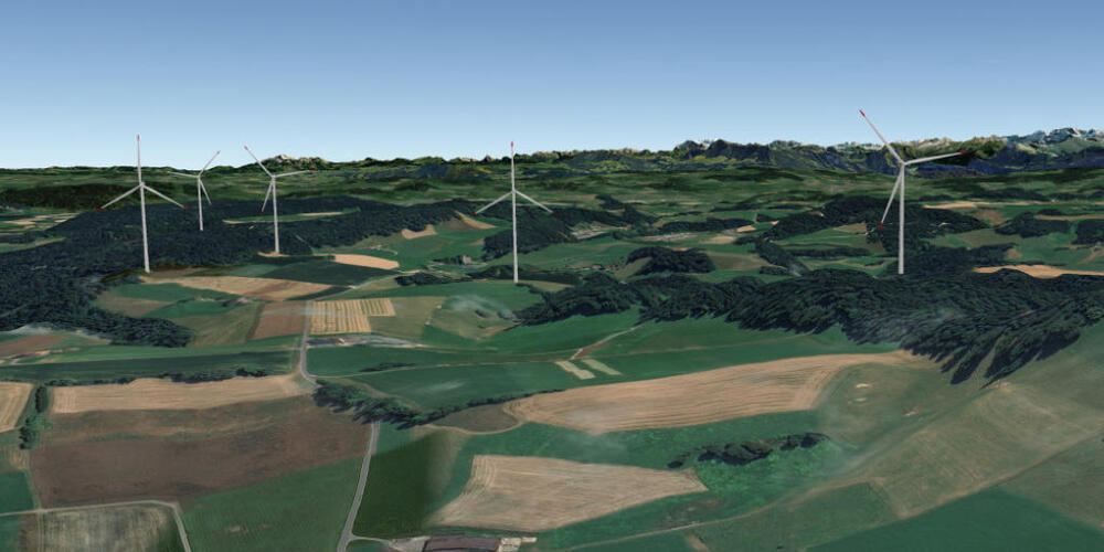 Visualisierung Windpark Salbrig/Olisrüti zwischen Willisau LU und Zell LU.