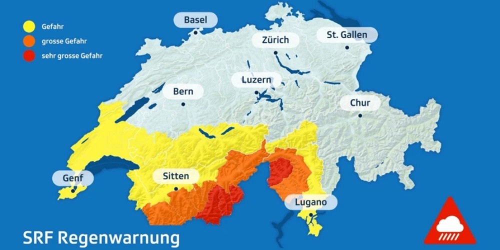 In Teilen vom Wallis und Tessin gilt die höchste Gefahrenstufe.
