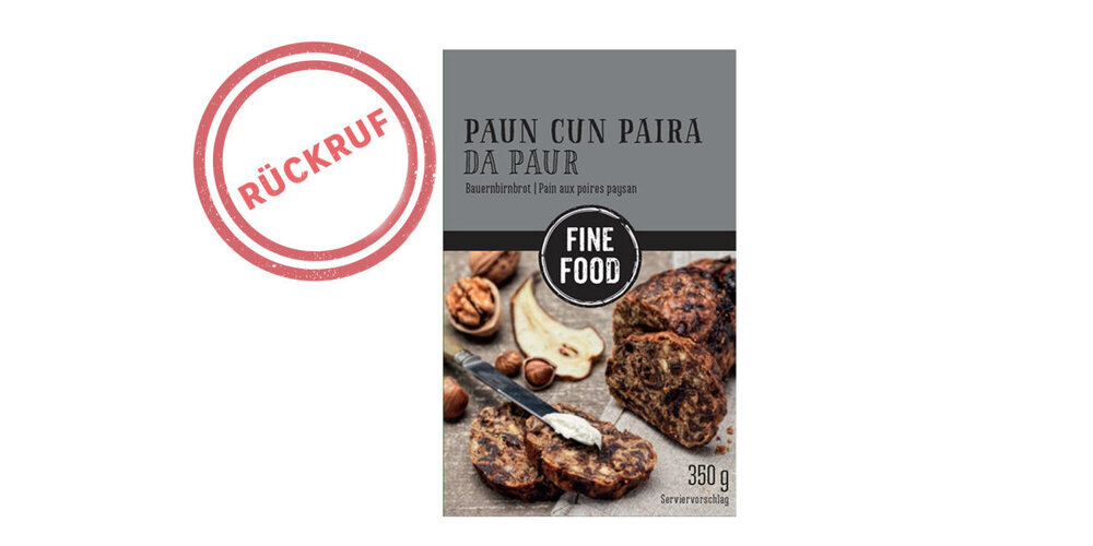 Coop ruft das Fine Food Bauernbirnbrot zurück, da versehentlich das Engadiner Birnbrot abgepackt wurde.