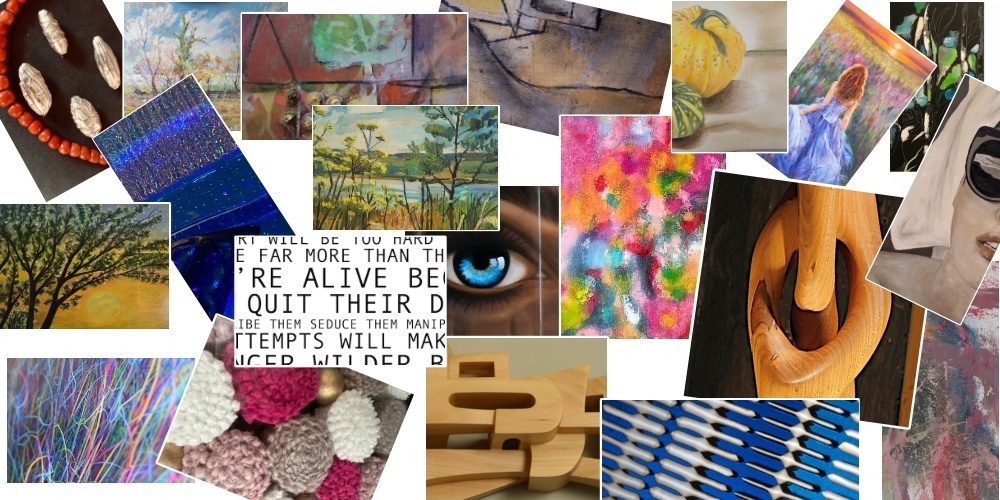 Collage aus einem Teil der Werke, welche die Besucher an der Frühlingsausstellung der Künstlervereinigung im Jona Center erwartet.