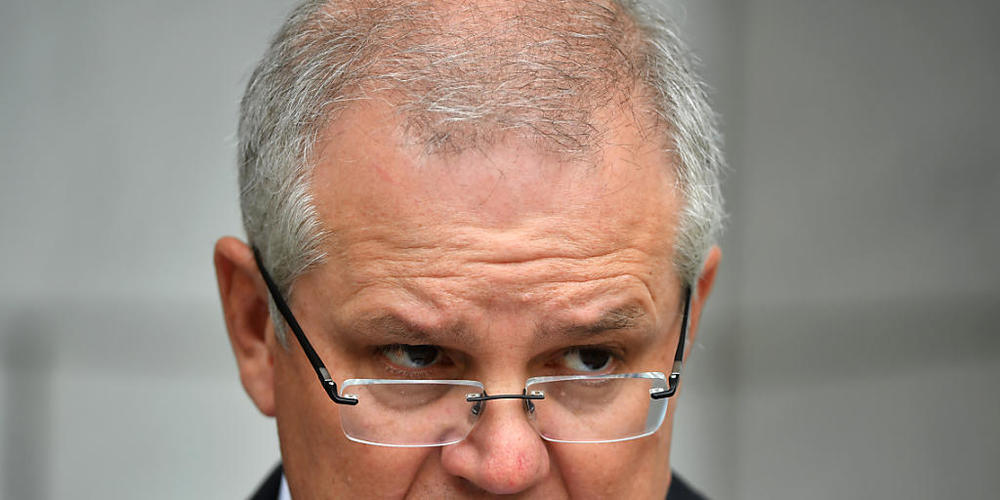 Prime Minister Scott Morrison at a press conference at Parliament House in Canberra, Wednesday, July 8, 2020. (AAP Image/Mick Tsikas) NO ARCHIVING