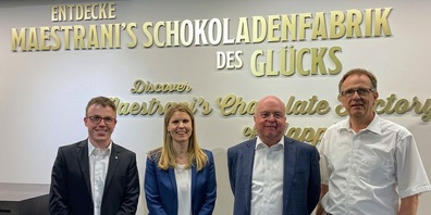 Sie informierten: v. l. Urs Berger (Leiter Product Management), Irène Dumas (Head of Marketing),  Markus Vettiger (CEO) und Günther Kscheschinski (COO).