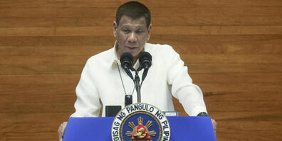 HANDOUT - Rodrigo Duterte, Präsident der Philippinen, hält seine Rede zur Lage der Nation. Foto: Simeon Celi Jr/Malacanang Presidential Photographers Division/AP/dpa - ACHTUNG: Nur zur redaktionellen Verwendung und nur mit vollständiger Nennung de...