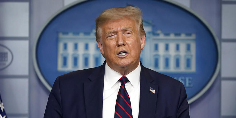 Donald Trump, Präsident der USA, spricht auf einer Pressekonferenz im Weißen Haus. Foto: Evan Vucci/AP/dpa