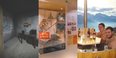 So vielseitig präsentieren sich die Indoor-Aktivitäten im Linthgebiet (v.l.n.r.): Escape Room, Stadtmuseum und Erlebnisbad.
