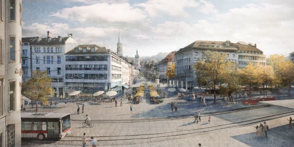 So könnte der neue Marktplatz aussehen. (Bild: Stadt St.Gallen)