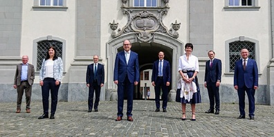 Die komplette St.Galler Kantonsregierung in ihrer gegenwärtigen Zusammensetzung.
