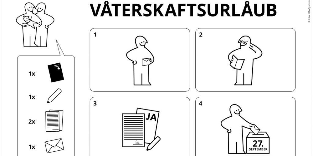 Montage-Anleitung für die Abstimmung: IKEA wirbt für den Vaterschaftsurlaub. (Bild: IKEA)