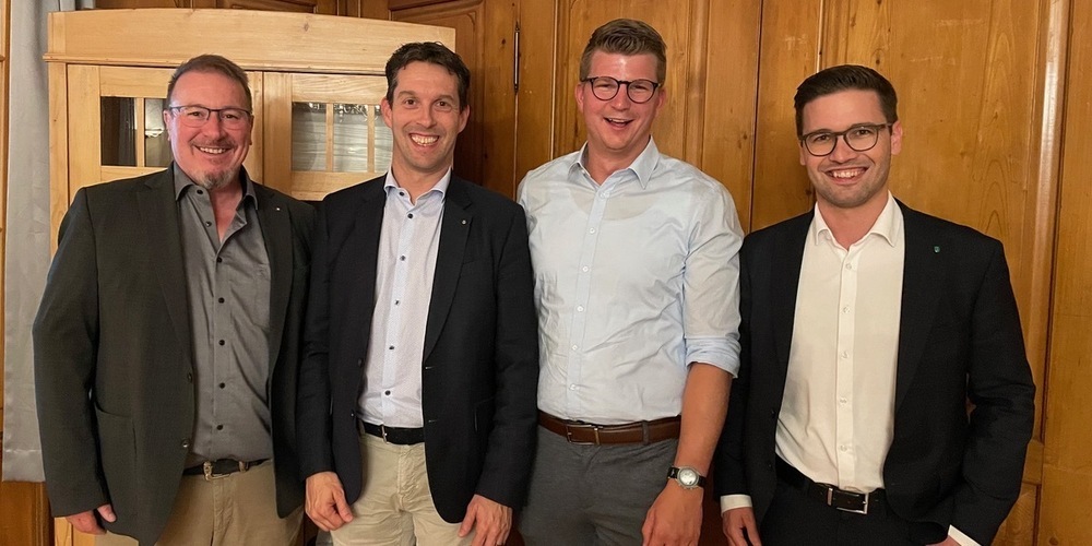 v.l.n.r.: Nationalrat Walter Gartmann, Nationalrat Michael Götte, Nationalrat Mike Egger, Kantonsrat Sascha Schmid.