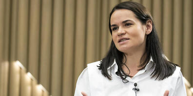Eines der Gesichter der Opposition in Belarus: Swetlana Tichanowskaja. Foto: Mindaugas Kulbis/AP/dpa