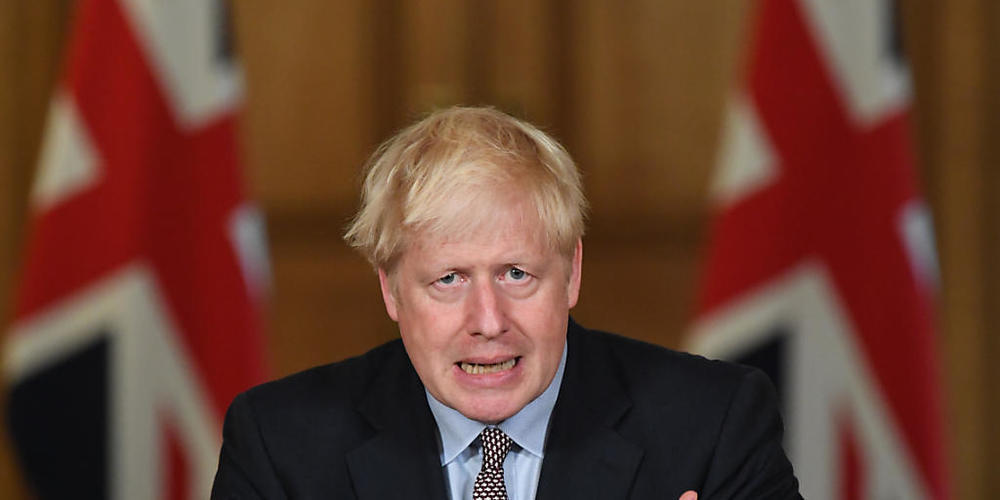 Boris Johnson, Premierminister von Großbritannien, spricht in der Downing Street 10. Foto: Stefan Rousseau/PA Wire/dpa