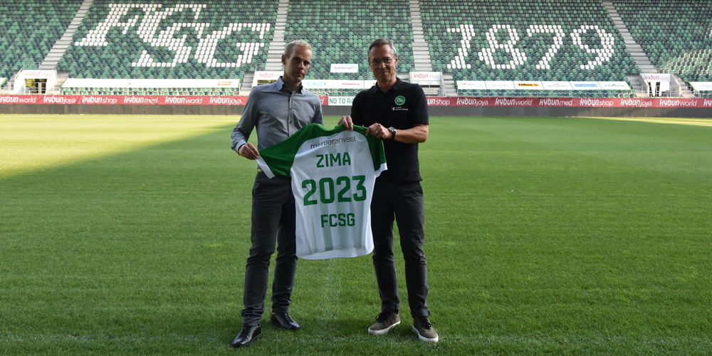 Daniel Fässler, Geschäftsführer der ZIMA Projektentwicklung AG, und FCSG-Präsident Matthias Hüppi im Kybunpark. 