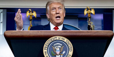 Donald Trump, Präsident der USA, spricht während einer Pressekonferenz im Weißen Haus. Foto: Andrew Harnik/AP/dpa