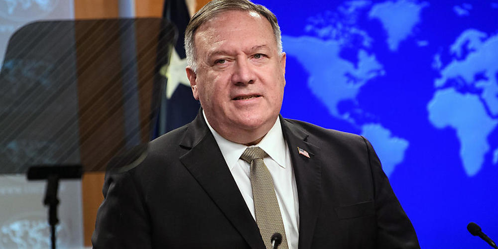 Mike Pompeo, Außenminister der USA spricht während einer Pressekonferenz im Außenministerium. Foto: Nicholas Kamm/Pool AFP/dpa