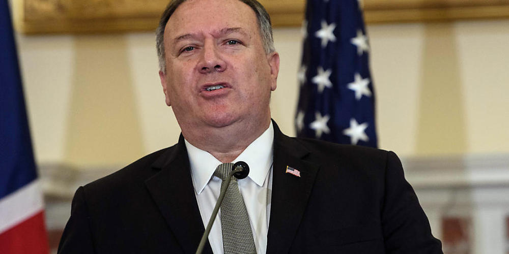 Mike Pompeo, Außenminister der USA, spricht auf einer Pressekonferenz. Foto: Nicholas Kamm/Pool AFP/AP/dpa/Archiv