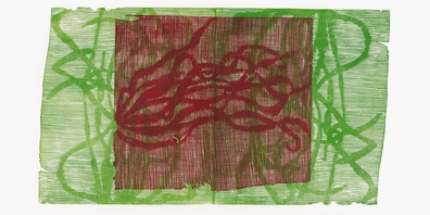 Eva Gallizzi, «Running Desert Ants», 2002, Holzschnitt, Mehrfarbendruck, 60 × 84 cm.