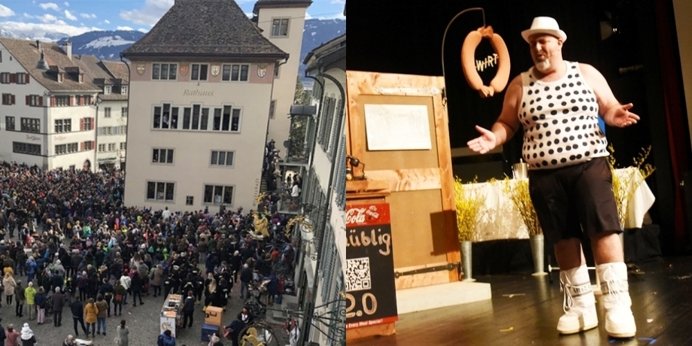 Die beiden fasnächtlichen Traditionsanlässe - das Eis-Zwei-Geissebei (links) und das Wurtsbankett - sind für 2021 abgesagt.