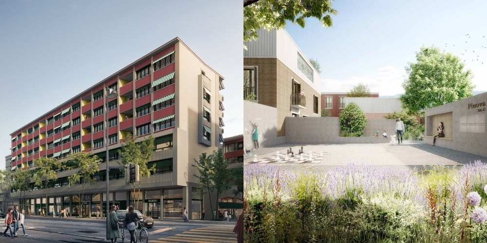 Der Sondernutzungsplan «City Center» Rapperswil (l.) und die Wohnüberbauung «Jonagold» (r.) in Kempraten.