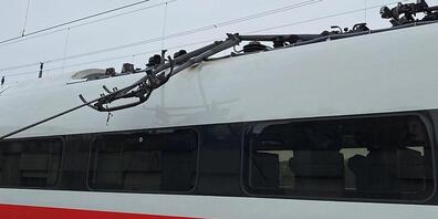 Der abgerissene Stromabnehmer des deutschen ICE-Zuges in Bern.