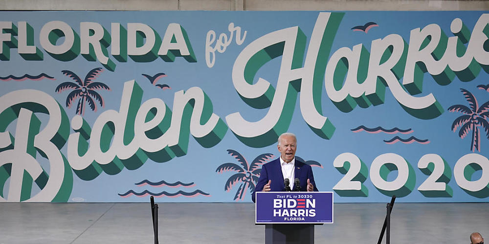 Joe Biden, Präsidentschaftskandidat der US-Demokraten, spricht während einer Wahlkampfveranstaltung im Miramar in Florida. Foto: Carolyn Kaster/AP/dpa
