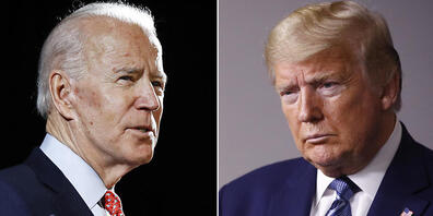 ARCHIV - Joe Biden (L) und US-Präsident Donald Trump. Foto: ROURKE/SEMANSKY/AP/dpa
