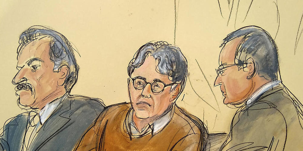 ARCHIV - Diese Gerichtszeichnung zeigt den Angeklagten Keith Raniere (M) im Gerichtssaal. Foto: Elizabeth Williams/AP/dpa