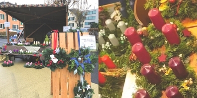 Da es dieses Jahr leider keinen Uzner Klausmarkt (l.) gibt, bietet die Pfadi nun persönliche Advents-Chränze auf Vorbestellung an.