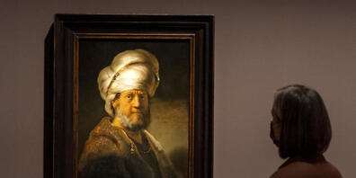Das Brustbild eines Mannes in orientalischer Kleidung (1635) diente Rembrandt wohl vor allem als Herausforderung, den Turban prunkvoll ins Licht zu stellen.