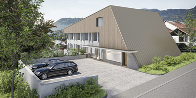 Die Visualisierung des Projektes von Archraum/EMM Architekten zeigt ein ansprechendes Gebäude