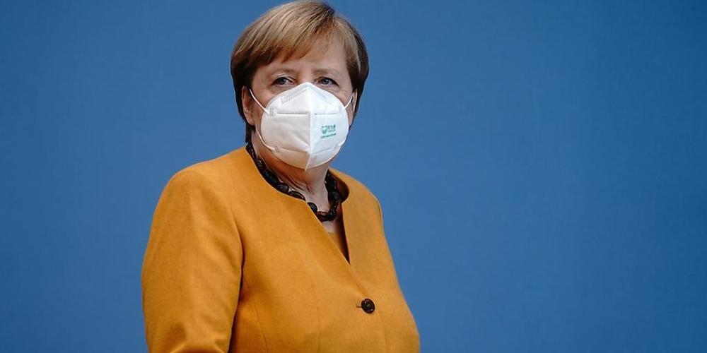 Bundeskanzlerin Angela Merkel informiert Medienvertreter über die Ergebnisse des Corona-Kabinetts zu den Corona-Maßnahmen und über die aktuelle Lage des Infektionsgeschehens. Foto: Kay Nietfeld/dpa-Pool/dpa