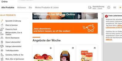 Die Migros hat den Internetsupermarkt LeShop in die eigene Migros Online integriert. (Screenshot)