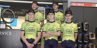 Das Race Team 2025: Thierry Gafner (o.l.); Pema Federer (o.r.); Joé Wittenwiler (u.l.); Mike Frischknecht (u.m.); Sonam Federer (u.r.).