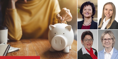 Ihre lokalen Expertinnen beraten Sie kompetent und ganzheitlich: Esther Bühler (Raiffeisenbank Rapperswil-Jona), Elisabeth Odermatt (Raiffeisenbank Schänis-Amden), Janine Jud (Raiffeisenbank Benken) und Jacqueline Rohrbasser (Raiffeisenbank am Ricken).