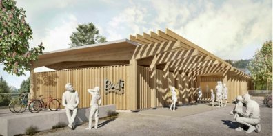 Das neue Badehaus soll aus naturbelassenem einheimischem Holz bestehen.