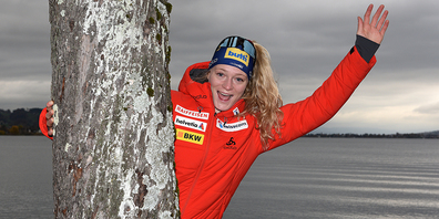 Für einen Saisonrückblick und eine -Vorschau fand Amy Baserga zwischen ihren Trainingseinheiten den Weg nach Lachen an den Zürichsee. (Bild: Franz Feldmann)