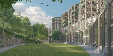 An der Holzwiesstrasse auf dem alten Areal der PetroplastVinora AG in Jona ist die neue Überbauung Lattenbach mit ca. 250 Wohnungen geplant.