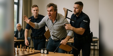 Ein Spieler des Bundesturniers musste nach einem Wutausbruch von der Polizei aus dem Turniersaal geführt werden.