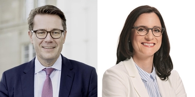 An der virtuellen Sitzung stellte Ständerat Beni Würth (l.) die Konzernverantwortungsinitiative, Kantonsrätin Yvonne Suter die kantonale Gesetzesvorlage für Corona-Unterstützungen vor.