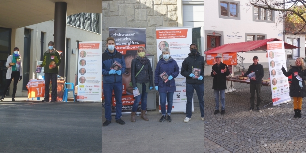 In verschiedenen Gemeinden im Linthgebiet setzen sich Lokalkomitees für die Initiative ein (v.l.n.r.): Eschenbach, Uznach und Rapperswil-Jona.