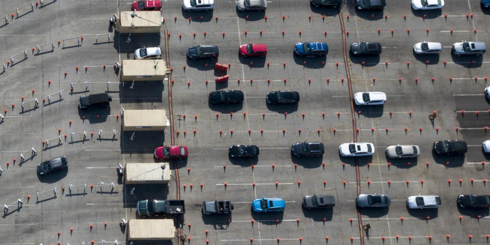 Drive-Thru-Corona-Teststation in Los Angeles. Foto: Ringo Chiu/ZUMA Wire/dpa