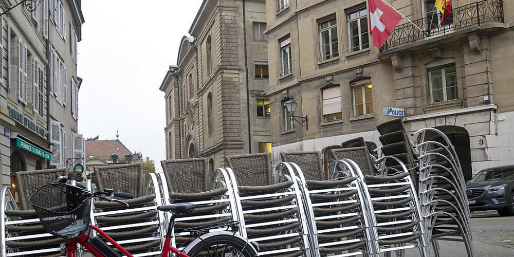 Geschlossene Restaurants in der Genfer Innenstadt.