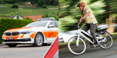 Polzei und E-Bike Fahrer (Symbolbild)