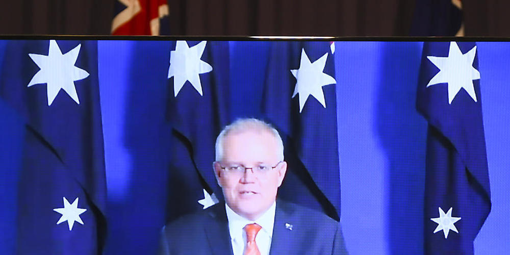 Australian Prime Minister Scott Morrison speaks to the media during a virtual press conference at Parliament House in Canberra, Thursday, November 26, 2020. Scott Morrison and Marise Payne commented on the release of Australian academic Kylie Moor...