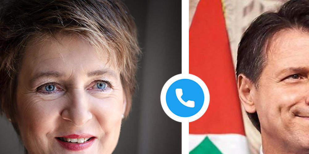 Sommaruga und Conte sprachen unter anderem über die Situation der Skigebiete während der Corona-Krise.