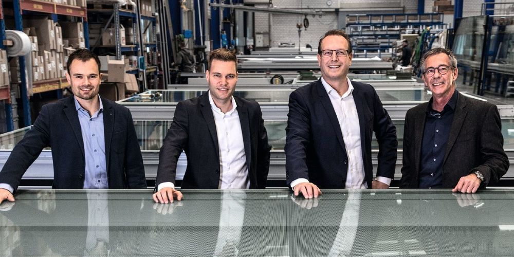 Die neue Geschäftsleitung	der Aepli Metallbau AG	( v.l.n.r. ) Michael Röthenmund (Technischer Leiter), 	Matthias Elmer  (Geschäftsführer), Thierry Knöpfel (Leiter Verkauf) und Marcel Rechsteiner (Leiter Finanzen und HR)