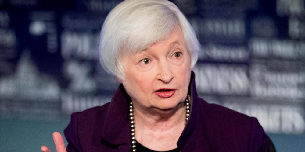 ARCHIV - Janet Yellen, ehemalige Fed-Vorsitzende spricht im Büro von Fox Washington. Foto: Andrew Harnik/AP/dpa
