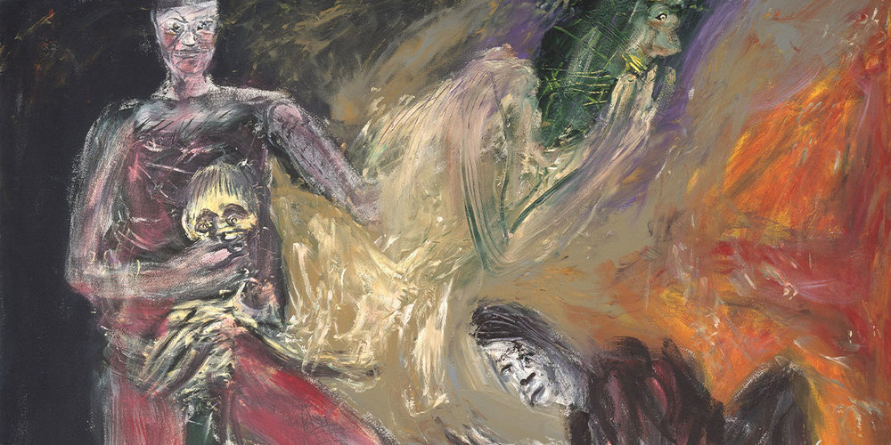 Martin Disler (1949-1996), Theater des Überlebens, 1995, Acryl auf Leinwand, 190x210 cm, Privatsammlung