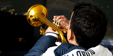 Konzentriertes Vorspielen beim Stufentest.