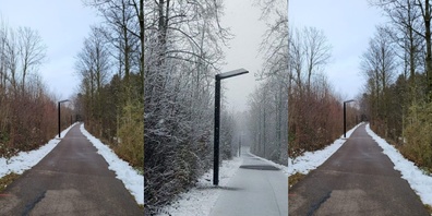 Die ersten 15 LED Solar-Strassenleuchten beleuchten fortan den Radweg Richtung Rüti.